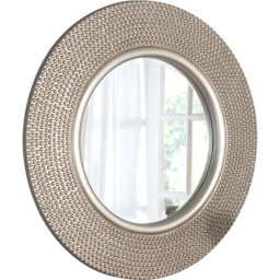 Yearn Silver Champagne Industrial Bobble Round Wall Mirror 79cm