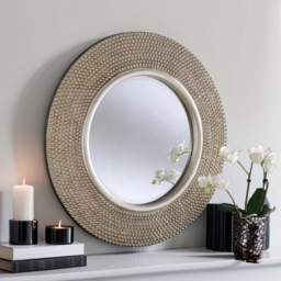 Yearn Silver Champagne Industrial Bobble Round Wall Mirror 79cm - thumbnail 2
