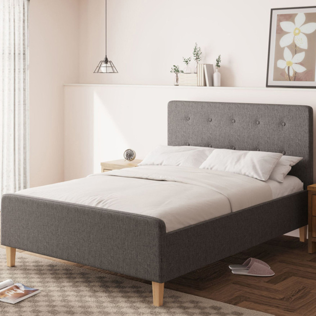 GFW Ashbourne Double Dark Grey Side Lift Ottoman Bed - image 1