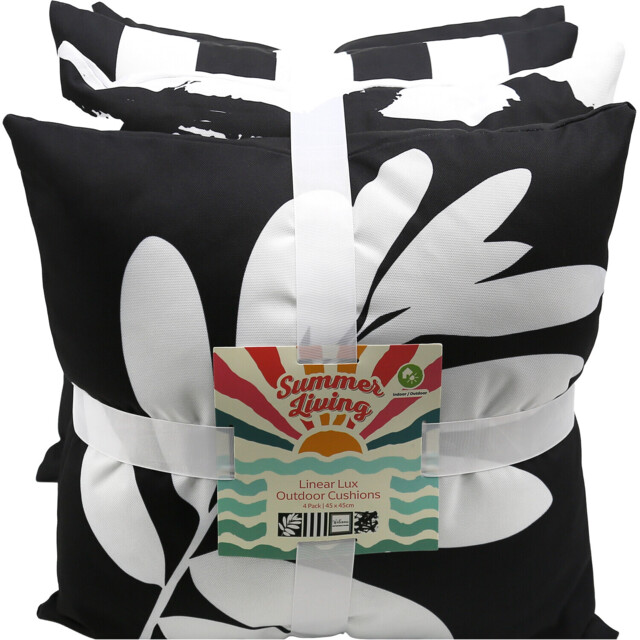 Pack of 4 Linear Lux Outdoor Cushions Monochrome - image 1