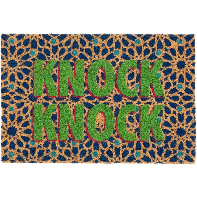 Eselle Astley Knock Knock Printed Natural and Multicolour Door Mat 40 x 60cm - image 1