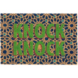 Eselle Astley Knock Knock Printed Natural and Multicolour Door Mat 40 x 60cm - thumbnail 1