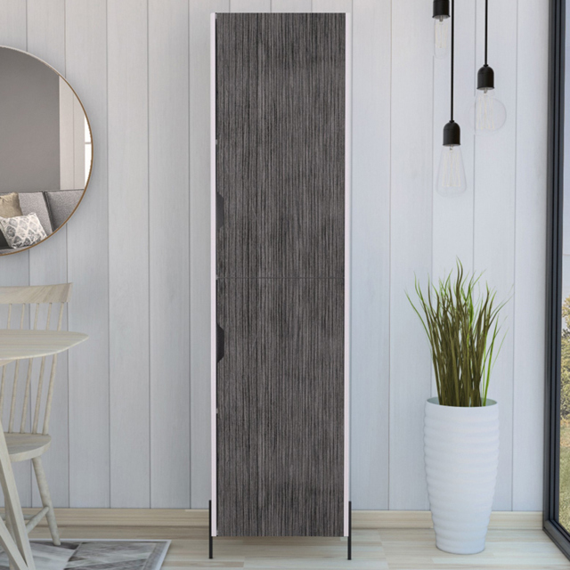 Core Products Dallas 2 Door White and Carbon Grey Tall Storage Cabinet - image 1
