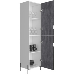 Core Products Dallas 2 Door White and Carbon Grey Tall Storage Cabinet - thumbnail 4