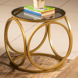 Decorotika Mimo Gold Metal and Glass Side Table