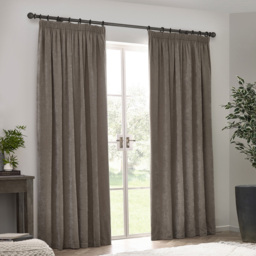 Yard Heavy Chenille Velvet Greige Pencil Pleat Curtains 229 x 229cm