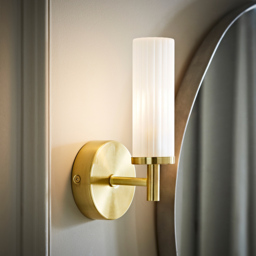 ValueLights Canya Matte Gold Frosted Reeded Glass LED Wall Light - thumbnail 2