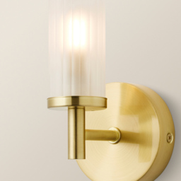 ValueLights Canya Matte Gold Frosted Reeded Glass LED Wall Light - thumbnail 4