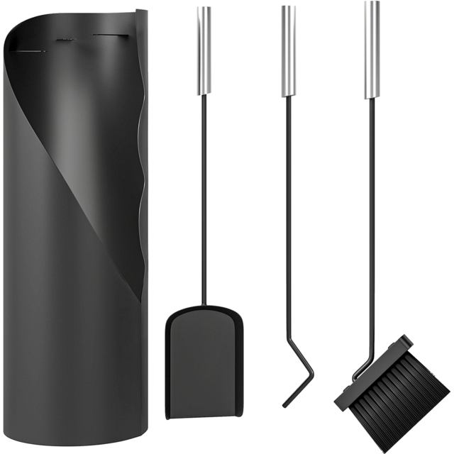 Outsunny Black Metal Fireplace Companion Set 4 Piece - image 1