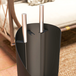 Outsunny Black Metal Fireplace Companion Set 4 Piece - thumbnail 3