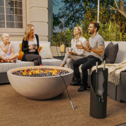 Outsunny Black Metal Fireplace Companion Set 4 Piece - thumbnail 2