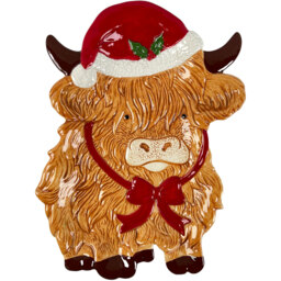 Brown and Red Christmas Highland Cow Highland Cow Plate - thumbnail 3