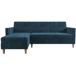 Dorel Hartford 3 Seater Blue Chenille Storage Sectional Sofa Bed with Chaise - thumbnail 3