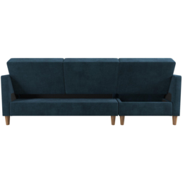Dorel Hartford 3 Seater Blue Chenille Storage Sectional Sofa Bed with Chaise - thumbnail 4