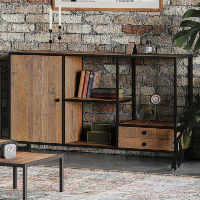 Baumhaus Ooki Single Door 2 Drawer Funky Open Console Table - image 1
