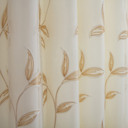 Alan Symonds Leaf Embroidered Pencil Pleat Tulle Voile Curtains Gold 147 x 229cm - thumbnail 3