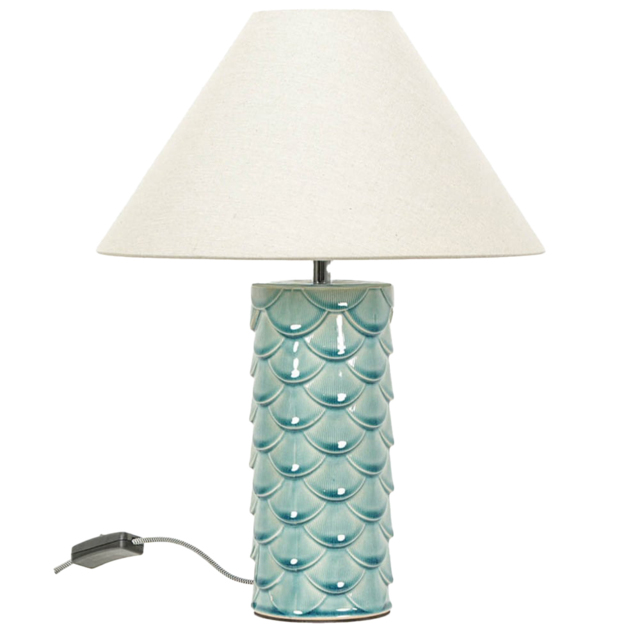ValueLights Athena Teal and Natural Taper Shell Ceramic LED Table Lamp - image 1