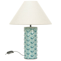 ValueLights Athena Teal and Natural Taper Shell Ceramic LED Table Lamp