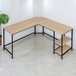 tectake Hamilton Light Wood Oak Sonoma 2 Shelf L Shaped Desk