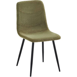 FWStyle Evie Green and Black Linen Upholstered Steel Frame Dining Chair Set of 4 - thumbnail 3