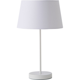ValueLights Charlie White Table Lamp with Tapered Shade and Bulb