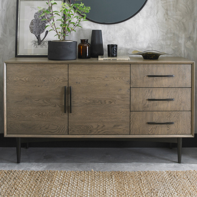 Bentley Designs Vintage Weathered Oak 2 Door 3 Drawer Wide Sideboard - image 1