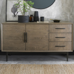Bentley Designs Vintage Weathered Oak 2 Door 3 Drawer Wide Sideboard - thumbnail 1
