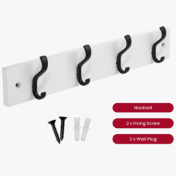 Headbourne Black and White 4 Hook Coat Rail - thumbnail 3