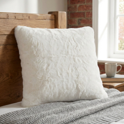 Divante Rabbit Faux Fur White Square Cushion 55cm - thumbnail 3