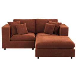 SOLACE+CO Asher Burnt Orange 3 Seater Chenille Sofa with Footstool - thumbnail 3