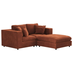 SOLACE+CO Asher Burnt Orange 3 Seater Chenille Sofa with Footstool - thumbnail 2