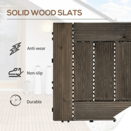 Outsunny Charcoal Grey Wooden Interlocking Deck Tiles 30 x 30cm 27 Pack - thumbnail 4