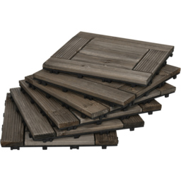 Outsunny Charcoal Grey Wooden Interlocking Deck Tiles 30 x 30cm 27 Pack - thumbnail 1