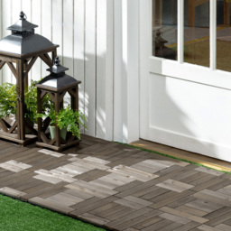 Outsunny Charcoal Grey Wooden Interlocking Deck Tiles 30 x 30cm 27 Pack - thumbnail 2