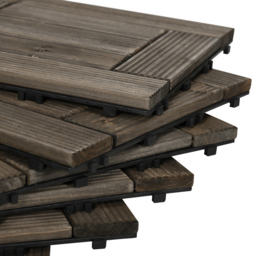 Outsunny Charcoal Grey Wooden Interlocking Deck Tiles 30 x 30cm 27 Pack - thumbnail 3