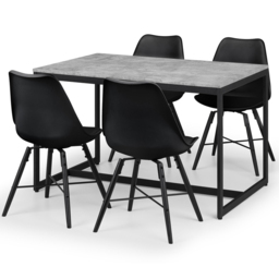 Julian Bowen Staten Kari Concrete Effect 4 Seater Dining Set Black - thumbnail 2