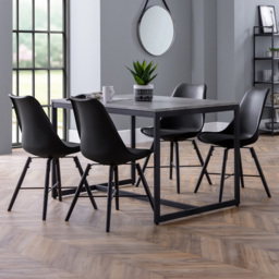 Julian Bowen Staten Kari Concrete Effect 4 Seater Dining Set Black - thumbnail 1