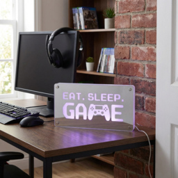 Eat Sleep Game Multicolour Neon Block Light - thumbnail 4