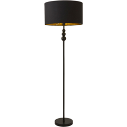 ValueLights Marissa Black and Gold Shade Black Ball LED Floor Lamp