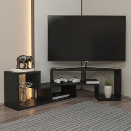 Decorotika Cubicco 4 Shelf Black Adjustable TV Unit - thumbnail 1