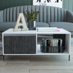 Core Products Dalla Single Drawer White and Carbon Grey Coffee Table