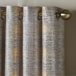Alan Symonds Flections Jacquard Shimmering Lined Ring Top Eyelet Curtains Ochre 117 x 137cm - thumbnail 2