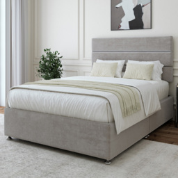 Bedmaster Single Seal Grey Naples Velvet Divan Base with Milan Headboard