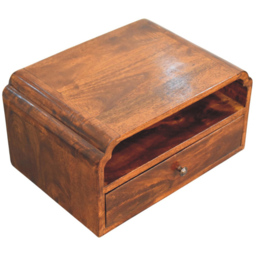 Artisan Furniture Avora Chestnut Single Drawer Single Shelf Mango Wood Wall-Mounted Bedside Table - thumbnail 4