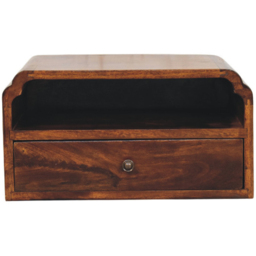 Artisan Furniture Avora Chestnut Single Drawer Single Shelf Mango Wood Wall-Mounted Bedside Table - thumbnail 2
