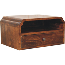 Artisan Furniture Avora Chestnut Single Drawer Single Shelf Mango Wood Wall-Mounted Bedside Table - thumbnail 3