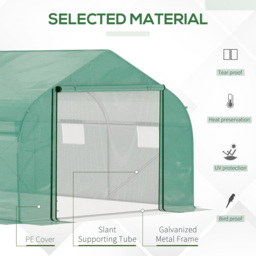Outsunny Clear Metal Frame Walk-In Polytunnel Greenhouse 14.7 x 10ft - thumbnail 4