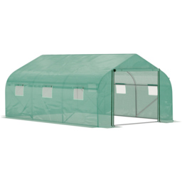 Outsunny Clear Metal Frame Walk-In Polytunnel Greenhouse 14.7 x 10ft - thumbnail 1