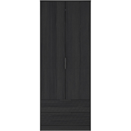 Crowndale Harlequin 2 Door 2 Drawer Black Ash Tall Wardrobe Ready Assembled - thumbnail 4