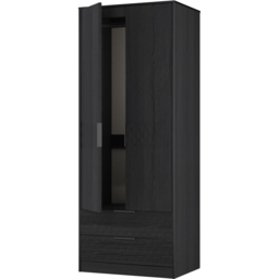 Crowndale Harlequin 2 Door 2 Drawer Black Ash Tall Wardrobe Ready Assembled - thumbnail 3